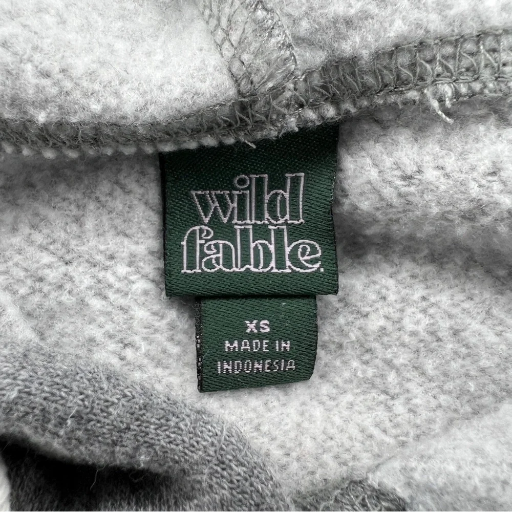 XS Wild Fable Grey Cropped Hoodie Soft Stretch Casual Athletic Roomy Fit - Picture 5 of 6